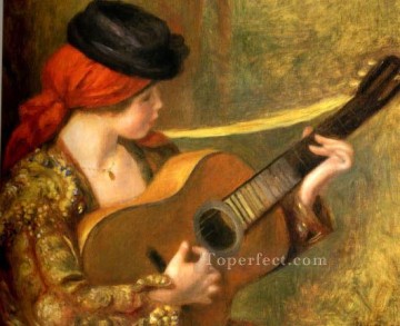 ピエール=オーギュスト・ルノワール Painting - ギターを持つ若いスペイン人女性ピエール・オーギュスト・ルノワール